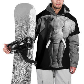 Накидка на куртку 3D с принтом Слон в Петрозаводске, 100% полиэстер |  | africa | big | black   white | elephant is an animal | shroud | tusks | африка | бивни | большой | животное | идет | савана | слон | черно   белый