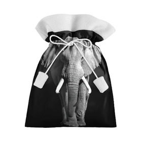 Подарочный 3D мешок с принтом Слон в Петрозаводске, 100% полиэстер | Размер: 29*39 см | africa | big | black   white | elephant is an animal | shroud | tusks | африка | бивни | большой | животное | идет | савана | слон | черно   белый