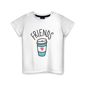 Детская футболка хлопок с принтом best friends в Петрозаводске, 100% хлопок | круглый вырез горловины, полуприлегающий силуэт, длина до линии бедер | coffee | friends | hamburger | еда | кофе | парные