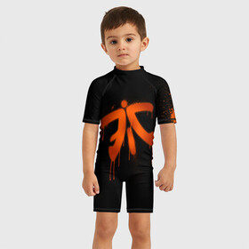 Детский купальный костюм 3D с принтом cs:go - Fnatic (Black collection) в Петрозаводске, Полиэстер 85%, Спандекс 15% | застежка на молнии на спине | 0x000000123 | cs | csgo | fnatic | кс | ксго | фнатик