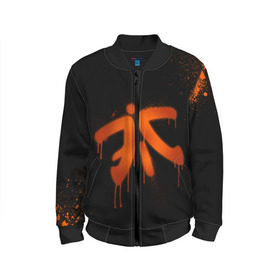 Детский бомбер 3D с принтом cs:go - Fnatic (Black collection) в Петрозаводске, 100% полиэстер | застегивается на молнию, по бокам два кармана без застежек, мягкие манжеты, по низу бомбера и на воротнике — эластичная резинка | Тематика изображения на принте: 0x000000123 | cs | csgo | fnatic | кс | ксго | фнатик