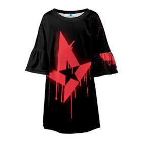 Детское платье 3D с принтом cs:go - Astralis (Black collection) в Петрозаводске, 100% полиэстер | прямой силуэт, чуть расширенный к низу. Круглая горловина, на рукавах — воланы | Тематика изображения на принте: 0x000000123 | astralis | cs | csgo | астралис | кс | ксго