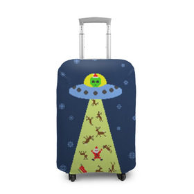 Чехол для чемодана 3D с принтом Похищение Санта Клауса в Петрозаводске, 86% полиэфир, 14% спандекс | двустороннее нанесение принта, прорези для ручек и колес | вязанный | дед мороз | нлоб инопланетяне | новый год | рождество | свитер