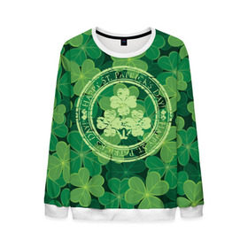Мужской свитшот 3D с принтом Ireland, Happy St. Patrick`s Day в Петрозаводске, 100% полиэстер с мягким внутренним слоем | круглый вырез горловины, мягкая резинка на манжетах и поясе, свободная посадка по фигуре | background | clover | four | green | happy st. patricks day | holiday | ireland | leaf | petal | plant | print | зеленый | ирландия | клевер | лепесток | лист | печать | праздник | растение | счастливого святого патрика | фон | четыре
