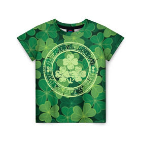 Детская футболка 3D с принтом Ireland, Happy St. Patrick`s Day в Петрозаводске, 100% гипоаллергенный полиэфир | прямой крой, круглый вырез горловины, длина до линии бедер, чуть спущенное плечо, ткань немного тянется | background | clover | four | green | happy st. patricks day | holiday | ireland | leaf | petal | plant | print | зеленый | ирландия | клевер | лепесток | лист | печать | праздник | растение | счастливого святого патрика | фон | четыре