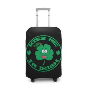 Чехол для чемодана 3D с принтом Ireland, Kiss me, I`m Irish в Петрозаводске, 86% полиэфир, 14% спандекс | двустороннее нанесение принта, прорези для ручек и колес | Тематика изображения на принте: animation | background | black | clover | four | green | hat | im irish | ireland | kiss me | leaf | petal | printing | smile | анимация | зелёный | ирландец | ирландия | клевер | лепесток | листок | меня | печать | поцелуй | улыбка | фон | черный | четыр