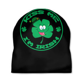 Шапка 3D с принтом Ireland, Kiss me, I`m Irish в Петрозаводске, 100% полиэстер | универсальный размер, печать по всей поверхности изделия | animation | background | black | clover | four | green | hat | im irish | ireland | kiss me | leaf | petal | printing | smile | анимация | зелёный | ирландец | ирландия | клевер | лепесток | листок | меня | печать | поцелуй | улыбка | фон | черный | четыр