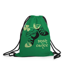 Рюкзак-мешок 3D с принтом Ireland, Irish dance в Петрозаводске, 100% полиэстер | плотность ткани — 200 г/м2, размер — 35 х 45 см; лямки — толстые шнурки, застежка на шнуровке, без карманов и подкладки | Тематика изображения на принте: background | black | clover | dance | green | ireland | irish | petal | soft shoes | зеленый | ирландия | ирландский | клевер | лепесток | мягкая | обувь | танец | фон | черная