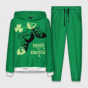 Женский костюм 3D (с толстовкой) с принтом Ireland, Irish dance в Петрозаводске,  |  | background | black | clover | dance | green | ireland | irish | petal | soft shoes | зеленый | ирландия | ирландский | клевер | лепесток | мягкая | обувь | танец | фон | черная