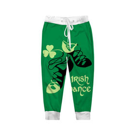 Детские брюки 3D с принтом Ireland, Irish dance в Петрозаводске, 100% полиэстер | манжеты по низу, эластичный пояс регулируется шнурком, по бокам два кармана без застежек, внутренняя часть кармана из мелкой сетки | background | black | clover | dance | green | ireland | irish | petal | soft shoes | зеленый | ирландия | ирландский | клевер | лепесток | мягкая | обувь | танец | фон | черная