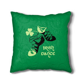 Подушка 3D с принтом Ireland, Irish dance в Петрозаводске, наволочка – 100% полиэстер, наполнитель – холлофайбер (легкий наполнитель, не вызывает аллергию). | состоит из подушки и наволочки. Наволочка на молнии, легко снимается для стирки | Тематика изображения на принте: background | black | clover | dance | green | ireland | irish | petal | soft shoes | зеленый | ирландия | ирландский | клевер | лепесток | мягкая | обувь | танец | фон | черная