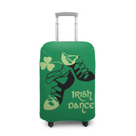 Чехол для чемодана 3D с принтом Ireland, Irish dance в Петрозаводске, 86% полиэфир, 14% спандекс | двустороннее нанесение принта, прорези для ручек и колес | background | black | clover | dance | green | ireland | irish | petal | soft shoes | зеленый | ирландия | ирландский | клевер | лепесток | мягкая | обувь | танец | фон | черная