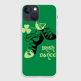 Чехол для iPhone 13 mini с принтом Ireland, Irish dance в Петрозаводске,  |  | background | black | clover | dance | green | ireland | irish | petal | soft shoes | зеленый | ирландия | ирландский | клевер | лепесток | мягкая | обувь | танец | фон | черная