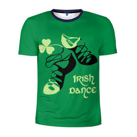 Мужская футболка 3D спортивная с принтом Ireland, Irish dance в Петрозаводске, 100% полиэстер с улучшенными характеристиками | приталенный силуэт, круглая горловина, широкие плечи, сужается к линии бедра | background | black | clover | dance | green | ireland | irish | petal | soft shoes | зеленый | ирландия | ирландский | клевер | лепесток | мягкая | обувь | танец | фон | черная