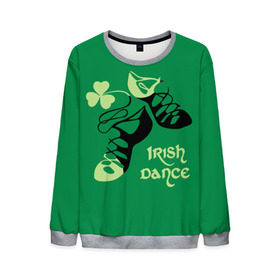 Мужской свитшот 3D с принтом Ireland, Irish dance в Петрозаводске, 100% полиэстер с мягким внутренним слоем | круглый вырез горловины, мягкая резинка на манжетах и поясе, свободная посадка по фигуре | background | black | clover | dance | green | ireland | irish | petal | soft shoes | зеленый | ирландия | ирландский | клевер | лепесток | мягкая | обувь | танец | фон | черная
