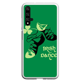 Чехол для Honor 20 с принтом Ireland Irish dance в Петрозаводске, Силикон | Область печати: задняя сторона чехла, без боковых панелей | background | black | clover | dance | green | ireland | irish | petal | soft shoes | зеленый | ирландия | ирландский | клевер | лепесток | мягкая | обувь | танец | фон | черная