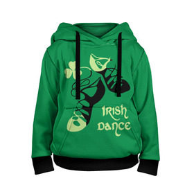 Детская толстовка 3D с принтом Ireland, Irish dance в Петрозаводске, 100% полиэстер | двухслойный капюшон со шнурком для регулировки, мягкие манжеты на рукавах и по низу толстовки, спереди карман-кенгуру с мягким внутренним слоем | background | black | clover | dance | green | ireland | irish | petal | soft shoes | зеленый | ирландия | ирландский | клевер | лепесток | мягкая | обувь | танец | фон | черная