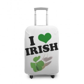 Чехол для чемодана 3D с принтом Ireland, I love Irish в Петрозаводске, 86% полиэфир, 14% спандекс | двустороннее нанесение принта, прорези для ручек и колес | 