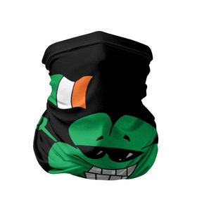Бандана-труба 3D с принтом Ирландия, клевер с флагом в Петрозаводске, 100% полиэстер, ткань с особыми свойствами — Activecool | плотность 150‒180 г/м2; хорошо тянется, но сохраняет форму | animation | background | black | clover | flag | ireland | smile | stick | teeth | анимация | зубы | ирландия | клевер | очки | палка | улыбка | флаг | фон | черный