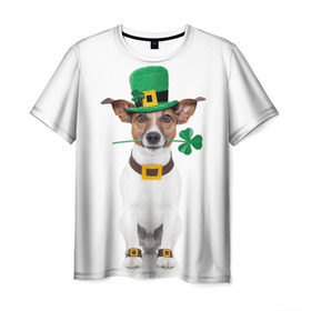 Мужская футболка 3D с принтом Ирландия в Петрозаводске, 100% полиэфир | прямой крой, круглый вырез горловины, длина до линии бедер | animal | breed | clover | dog | folk | fun | funny | hat | hero | ireland | irish | saint patrick | герой | животное | ирландия | ирландский | клевер | народный | порода | прикол | святой патрик | собака | шляпа | шутка