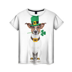 Женская футболка 3D с принтом Ирландия в Петрозаводске, 100% полиэфир ( синтетическое хлопкоподобное полотно) | прямой крой, круглый вырез горловины, длина до линии бедер | animal | breed | clover | dog | folk | fun | funny | hat | hero | ireland | irish | saint patrick | герой | животное | ирландия | ирландский | клевер | народный | порода | прикол | святой патрик | собака | шляпа | шутка