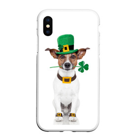 Чехол для iPhone XS Max матовый с принтом Ирландия в Петрозаводске, Силикон | Область печати: задняя сторона чехла, без боковых панелей | animal | breed | clover | dog | folk | fun | funny | hat | hero | ireland | irish | saint patrick | герой | животное | ирландия | ирландский | клевер | народный | порода | прикол | святой патрик | собака | шляпа | шутка