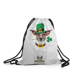 Рюкзак-мешок 3D с принтом Ирландия в Петрозаводске, 100% полиэстер | плотность ткани — 200 г/м2, размер — 35 х 45 см; лямки — толстые шнурки, застежка на шнуровке, без карманов и подкладки | animal | breed | clover | dog | folk | fun | funny | hat | hero | ireland | irish | saint patrick | герой | животное | ирландия | ирландский | клевер | народный | порода | прикол | святой патрик | собака | шляпа | шутка