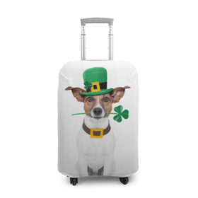 Чехол для чемодана 3D с принтом Ирландия в Петрозаводске, 86% полиэфир, 14% спандекс | двустороннее нанесение принта, прорези для ручек и колес | animal | breed | clover | dog | folk | fun | funny | hat | hero | ireland | irish | saint patrick | герой | животное | ирландия | ирландский | клевер | народный | порода | прикол | святой патрик | собака | шляпа | шутка