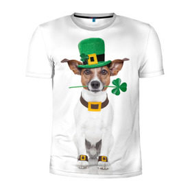 Мужская футболка 3D спортивная с принтом Ирландия в Петрозаводске, 100% полиэстер с улучшенными характеристиками | приталенный силуэт, круглая горловина, широкие плечи, сужается к линии бедра | Тематика изображения на принте: animal | breed | clover | dog | folk | fun | funny | hat | hero | ireland | irish | saint patrick | герой | животное | ирландия | ирландский | клевер | народный | порода | прикол | святой патрик | собака | шляпа | шутка