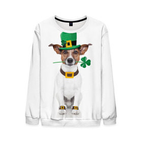 Мужской свитшот 3D с принтом Ирландия в Петрозаводске, 100% полиэстер с мягким внутренним слоем | круглый вырез горловины, мягкая резинка на манжетах и поясе, свободная посадка по фигуре | animal | breed | clover | dog | folk | fun | funny | hat | hero | ireland | irish | saint patrick | герой | животное | ирландия | ирландский | клевер | народный | порода | прикол | святой патрик | собака | шляпа | шутка