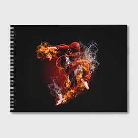 Альбом для рисования с принтом Огненный танец в Петрозаводске, 100% бумага
 | матовая бумага, плотность 200 мг. | Тематика изображения на принте: background | black | dance | dancer | energy | fire | flame | flying | male | мужчина | огненный | пламя | полет | танец | танцор | фон | черный | энергия