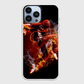Чехол для iPhone 13 Pro Max с принтом Огненный танец в Петрозаводске,  |  | Тематика изображения на принте: background | black | dance | dancer | energy | fire | flame | flying | male | мужчина | огненный | пламя | полет | танец | танцор | фон | черный | энергия