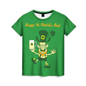Женская футболка 3D с принтом Ирландия в Петрозаводске, 100% полиэфир ( синтетическое хлопкоподобное полотно) | прямой крой, круглый вырез горловины, длина до линии бедер | irish | st. patricks day | зеленый | ирландец | лепрекон
