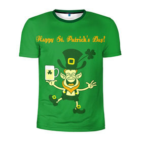Мужская футболка 3D спортивная с принтом Ирландия в Петрозаводске, 100% полиэстер с улучшенными характеристиками | приталенный силуэт, круглая горловина, широкие плечи, сужается к линии бедра | irish | st. patricks day | зеленый | ирландец | лепрекон