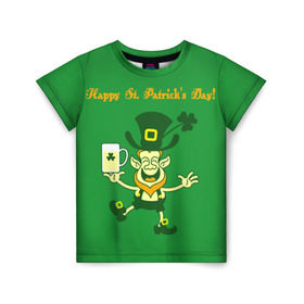 Детская футболка 3D с принтом Ирландия в Петрозаводске, 100% гипоаллергенный полиэфир | прямой крой, круглый вырез горловины, длина до линии бедер, чуть спущенное плечо, ткань немного тянется | irish | st. patricks day | зеленый | ирландец | лепрекон