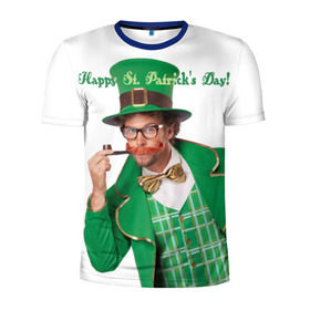 Мужская футболка 3D спортивная с принтом Ирландия в Петрозаводске, 100% полиэстер с улучшенными характеристиками | приталенный силуэт, круглая горловина, широкие плечи, сужается к линии бедра | irish | st. patricks day | зеленый | ирландец | лепрекон