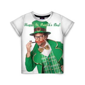 Детская футболка 3D с принтом Ирландия в Петрозаводске, 100% гипоаллергенный полиэфир | прямой крой, круглый вырез горловины, длина до линии бедер, чуть спущенное плечо, ткань немного тянется | Тематика изображения на принте: irish | st. patricks day | зеленый | ирландец | лепрекон