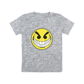 Детская футболка хлопок с принтом Злой смайл в Петрозаводске, 100% хлопок | круглый вырез горловины, полуприлегающий силуэт, длина до линии бедер | зло | смайл | эмоджи