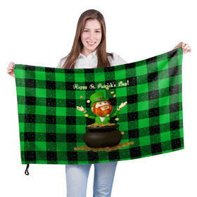 Флаг 3D с принтом Ирландия в Петрозаводске, 100% полиэстер | плотность ткани — 95 г/м2, размер — 67 х 109 см. Принт наносится с одной стороны | irish | st. patricks day | зеленый | ирландец | лепрекон
