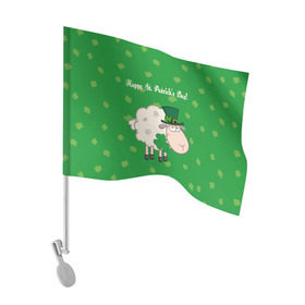 Флаг для автомобиля с принтом Ирландия в Петрозаводске, 100% полиэстер | Размер: 30*21 см | irish | sheep | st. patricks day | зеленый | ирландец | лепрекон | оваечка | овца