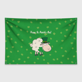 Флаг-баннер с принтом Ирландия в Петрозаводске, 100% полиэстер | размер 67 х 109 см, плотность ткани — 95 г/м2; по краям флага есть четыре люверса для крепления | irish | sheep | st. patricks day | зеленый | ирландец | лепрекон | оваечка | овца