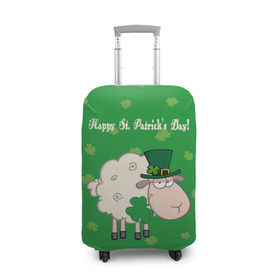 Чехол для чемодана 3D с принтом Ирландия в Петрозаводске, 86% полиэфир, 14% спандекс | двустороннее нанесение принта, прорези для ручек и колес | irish | sheep | st. patricks day | зеленый | ирландец | лепрекон | оваечка | овца