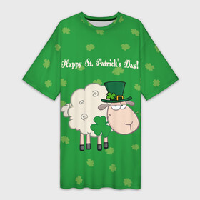 Платье-футболка 3D с принтом Ирландия в Петрозаводске,  |  | irish | sheep | st. patricks day | зеленый | ирландец | лепрекон | оваечка | овца