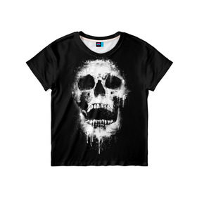 Детская футболка 3D с принтом Evil Skull в Петрозаводске, 100% гипоаллергенный полиэфир | прямой крой, круглый вырез горловины, длина до линии бедер, чуть спущенное плечо, ткань немного тянется | bone | dark | death | evil | hipster | skelet | skull | кости | скелет | темнота | хипстер | череп
