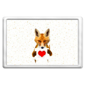 Магнит 45*70 с принтом Влюбленная лиса в Петрозаводске, Пластик | Размер: 78*52 мм; Размер печати: 70*45 | animal | beast | fox | heart | love | orange | животное | зверь | лис | лиса | личиска | любовь | рыжая | сердце