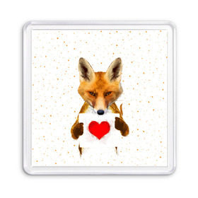 Магнит 55*55 с принтом Влюбленная лиса в Петрозаводске, Пластик | Размер: 65*65 мм; Размер печати: 55*55 мм | animal | beast | fox | heart | love | orange | животное | зверь | лис | лиса | личиска | любовь | рыжая | сердце