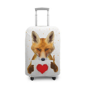 Чехол для чемодана 3D с принтом Влюбленная лиса в Петрозаводске, 86% полиэфир, 14% спандекс | двустороннее нанесение принта, прорези для ручек и колес | animal | beast | fox | heart | love | orange | животное | зверь | лис | лиса | личиска | любовь | рыжая | сердце