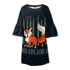 Детское платье 3D с принтом No Fox Given в Петрозаводске, 100% полиэстер | прямой силуэт, чуть расширенный к низу. Круглая горловина, на рукавах — воланы | animal | beast | fox | heart | love | orange | животное | зверь | лис | лиса | личиска | любовь | рыжая | сердце