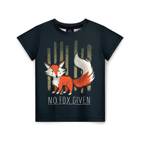 Детская футболка 3D с принтом No Fox Given в Петрозаводске, 100% гипоаллергенный полиэфир | прямой крой, круглый вырез горловины, длина до линии бедер, чуть спущенное плечо, ткань немного тянется | animal | beast | fox | heart | love | orange | животное | зверь | лис | лиса | личиска | любовь | рыжая | сердце