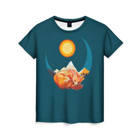 Женская футболка 3D с принтом Лиса под солнцем в Петрозаводске, 100% полиэфир ( синтетическое хлопкоподобное полотно) | прямой крой, круглый вырез горловины, длина до линии бедер | animal | beast | fox | heart | love | orange | животное | зверь | лис | лиса | личиска | любовь | природа | рыжая | сердце | солнце
